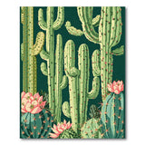 Teal Cactus Garden Southwestern Area Rug