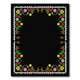 Vibrant Floral Embroidered Border Area Rug