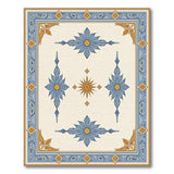 Vintage Blue Starburst Floral Area Rug