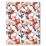 Vibrant Orange Navy Floral Pattern Area Rug