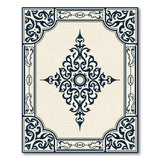 Navy Ornate Medallion Football Border Area Rug