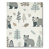 Cute Grey Bear Woodland Kids Rug