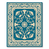 Teal Persian Floral Area Rug with Ornate Cream Border