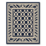 Navy Beige Geometric Octagon Area Rug