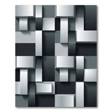 3D Geometric Cube Black White Area Rug