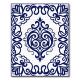 Blue and Teal Navy Blue Ornate Floral Damask Area Rug