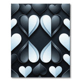 3D Black White Hearts Spades Geometric Rug