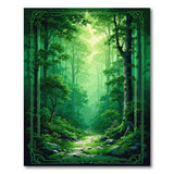 ODIKA Enchanted Forest Washable Area Rug - Green Nature Landscape Low Pile Non-Slip Rug