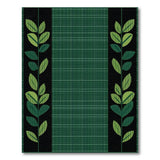 Green Checkered Plaid Rug with Leaf Borders