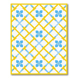 Yellow Blue Hibiscus Trellis Area Rug