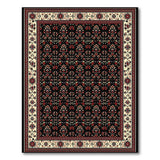 Traditional Persian Black Rug with Red Florals