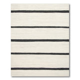 Cream Black Horizontal Striped Woven Rug