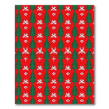 Festive Green Christmas Trees Snowflakes Red Area Rug
