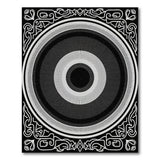 Ornate Black White Concentric Circle Area Rug