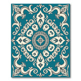 Blue and Teal Ornate Teal Persian Medallion Area Rug