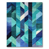 Modern Blue Teal Geometric Triangle Rug