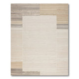 Neutral Beige Grey Woven Stripe Area Rug