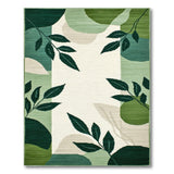 Green Abstract Leaf Area Rug