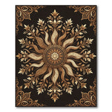 Gold Mandala Persian Area Rug on Black