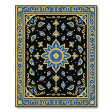 Luxurious Blue Gold Medallion Persian Area Rug