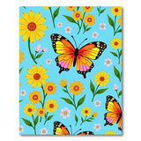 Vibrant Sunflower Monarch Butterfly Blue Area Rug