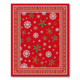 Festive Red Holly Snowflake Area Rug