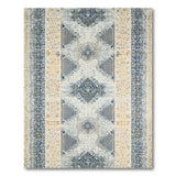 Navy Blue Gold Geometric Border Area Rug