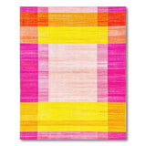 Vibrant Pink Orange Yellow Geometric Plaid Area Rug