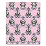 Pink Green Swan Floral Damask Area Rug