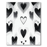 Black White Abstract Hearts Area Rug
