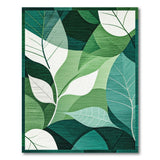 Green Layered Green Leaves Abstract Area Rug