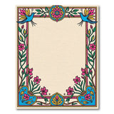 Vibrant Floral Bird Border Area Rug