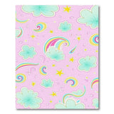 Whimsical Pink Clouds Rainbows Stars Kids Rug
