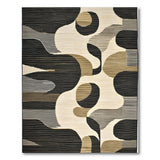 Abstract Black White Geometric Shapes Area Rug