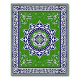 Emerald Green Persian Medallion Area Rug with Navy Border