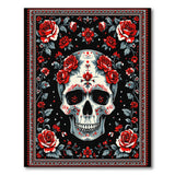 Sugar Skull with Red Roses Area Rug