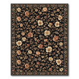 Elegant Black Ivory Floral Persian Area Rug