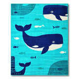 Whimsical Whale Ocean Kids Kids Cartoon Area Rug