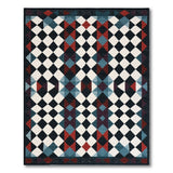 Black Teal Red Geometric Diamond Area Rug
