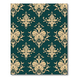 Vintage Teal Gold Damask Floral Area Rug