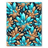 Blue Crystal Gold Gem Geometric Area Rug
