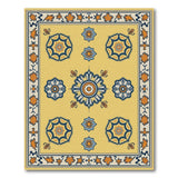 Yellow Persian Medallion Area Rug with Blue Motifs