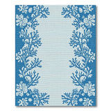Coastal Blue Coral Hibiscus Border Rug