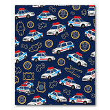 Navy Cartoon Police Cars Kids Area Rug