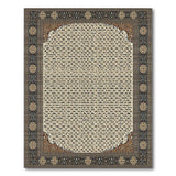 Traditional Persian Beige Area Rug with Navy Border