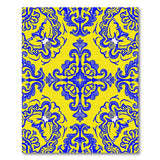 Royal Blue Persian Motifs on Golden Yellow Rug