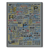 Multi-Color Geometric Text Chaos Area Rug