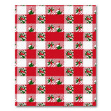 Festive Red Gingham Holly Christmas Plaid Rug