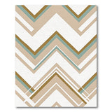 Layered Chevron Geometric Area Rug in Teal Beige