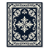 Elegant Ornate Black White Floral Area Rug